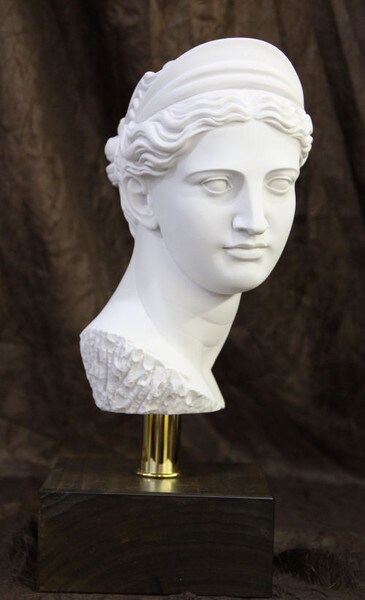 Head of Diana Bust on Base Sculpture Large Goddess Greek Roman